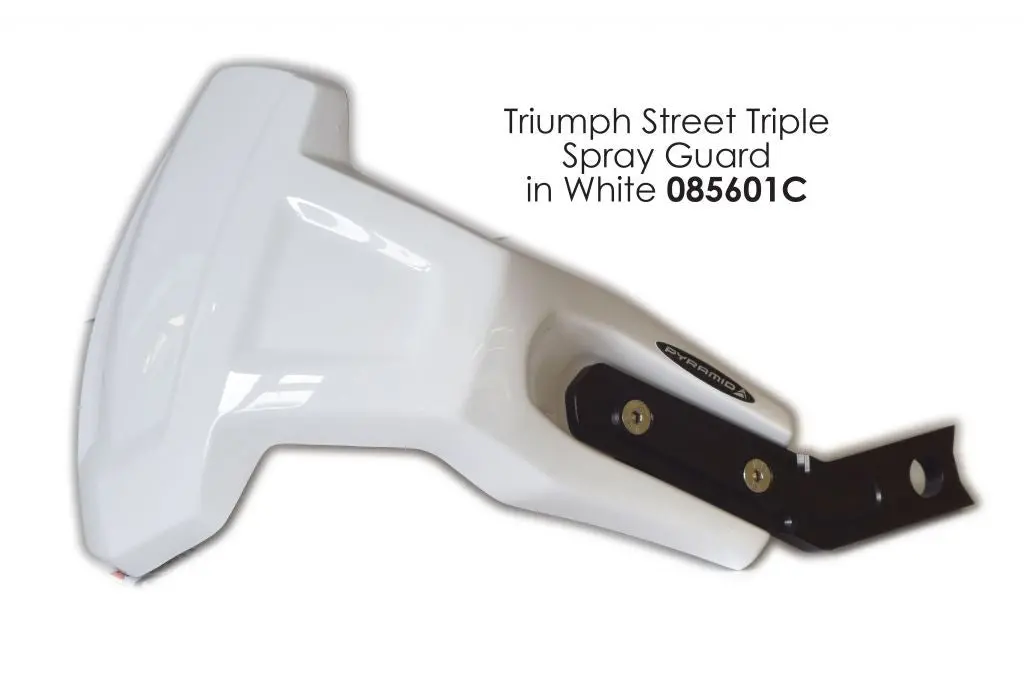 Triumph Daytona 675 2013-2017 White Rear Wheel Spray Guard Lightweight Pyramid 1