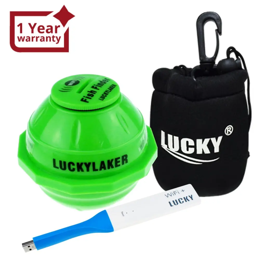 Ff-916_Ext Lucky Portable Wireless Wifi Fish Finder For Android & Ios 45M Depth & 70M Wifi Range, With 50M Wifi Extender, Rechargeable Battery, Smart Fish Detector With Free Neoprene Bag, For Boats, Rig, Ocean, River, Kayak For Fresh And Salt Water 1
