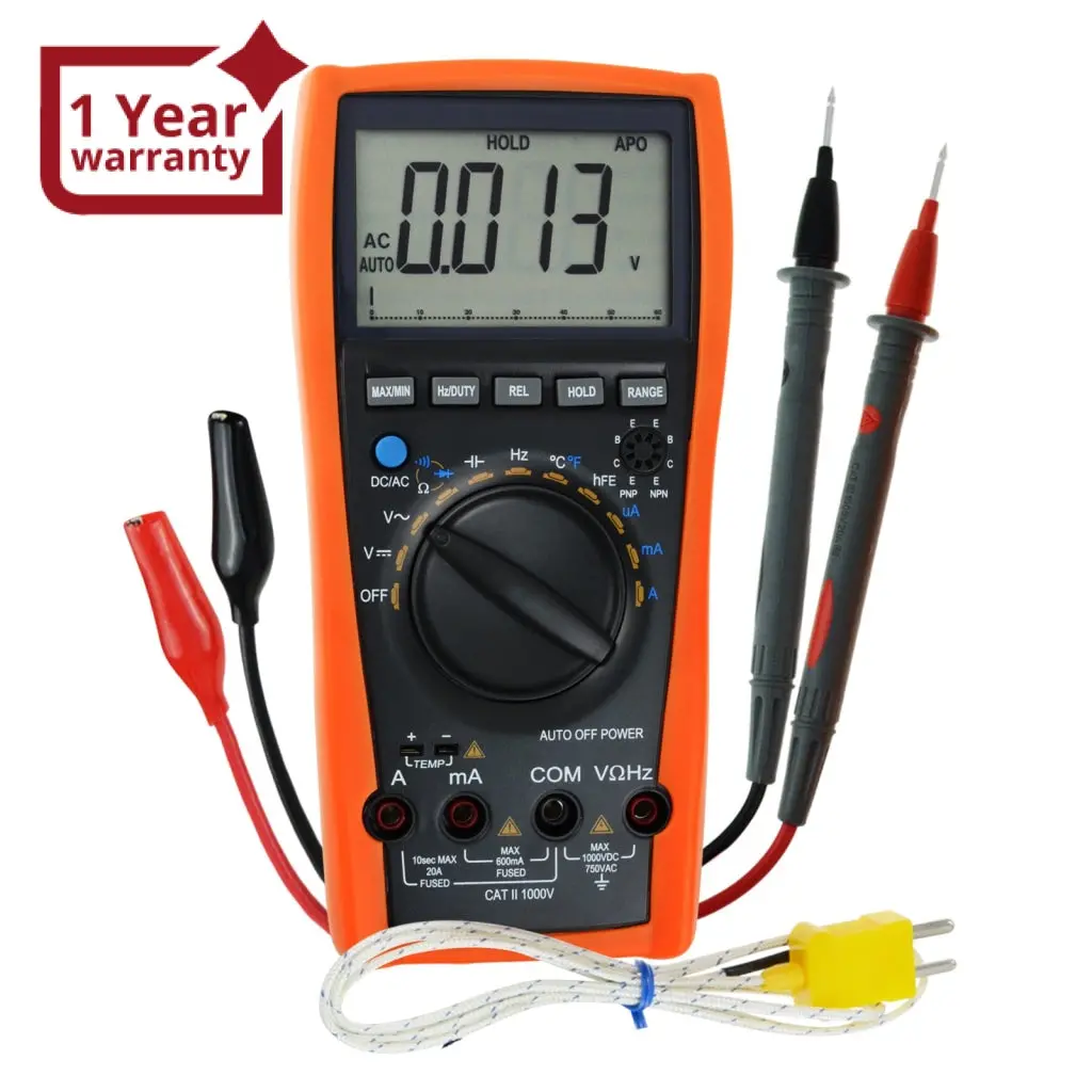 Vc-99 Professional Digital Multimeter, Auto-& Manual-Ranging, 6000 Counts, With K-Type Thermocouple/ Ac Dc Voltage/ Dca/ Aca/ Ohm/ Hz/ Continuity/ Frequency/ Capacitance/ Resistance/ F/C Thermometer 1