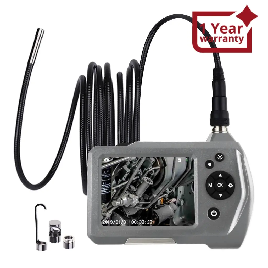 End-284_7.6Mm_3M Waterproof Inspection Camera Industrial Endoscope Borescope 7.6Mm Camera 3 Meter Cable Zoom 180° Flip Function Rotation 3.5" Colored Lcd Screen Handheld Digital With Free 32Gb Tf Card 1