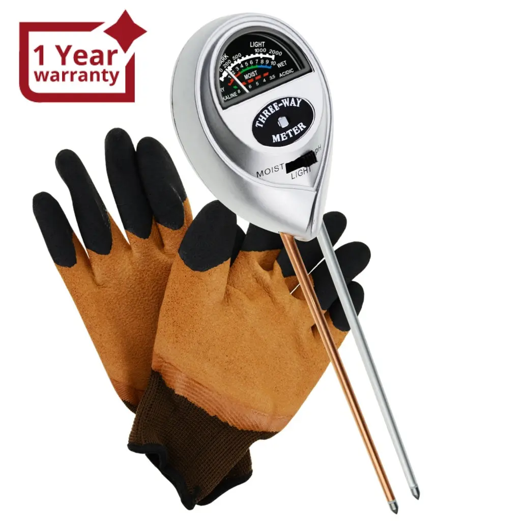 Sqm-257S_Glove 3-In-1 Soil Ph Moisture Light Meter Tester Probe Sensor, Gardening Plants Growth Watering Quality Monitoring Acidity Test Tool Kits For Garden Farm Lawn Household Indoor Outdoor 1