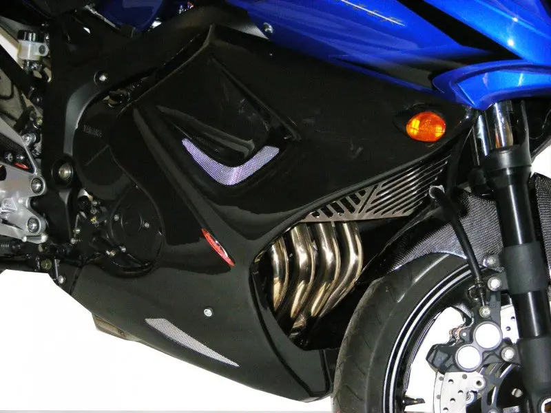 Yamaha Fz-6 Fazer S2 07-2009 Fairing Lowers Gloss Black & Silver Mesh Powerbronze 1