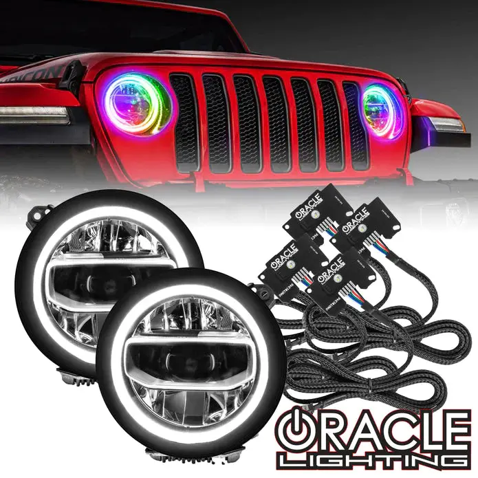 Oracle Lighting Jeep Wrangler Jl Colorshift® Rgb+W Headlight Drl Upgrade Kit 1346-504 1