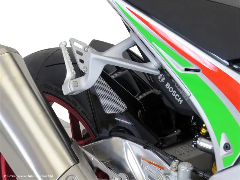 Aprilia Tuono V4 13-2020 Matt Black & Silver Mesh Rear Hugger By Powerbronze 2