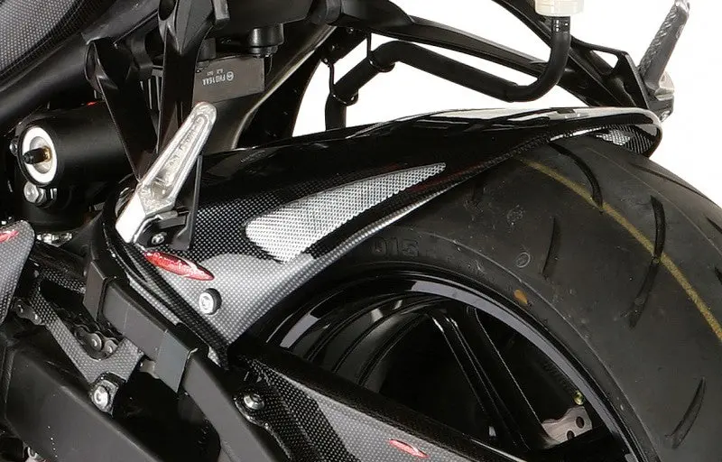Kawasaki Zx6-R   07-2008  Gloss Black & Silver Mesh Rear Hugger By Powerbronze 1
