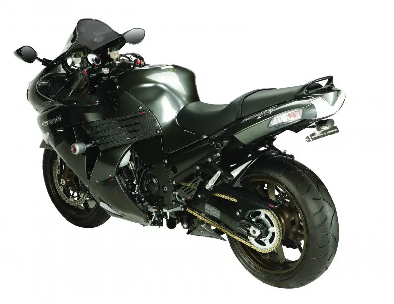 Kawasaki Zzr1400 & Zx-14R 12-2020 Gloss Black & Silver Mesh Rear Hugger .Powerbronze Rrp £139 2