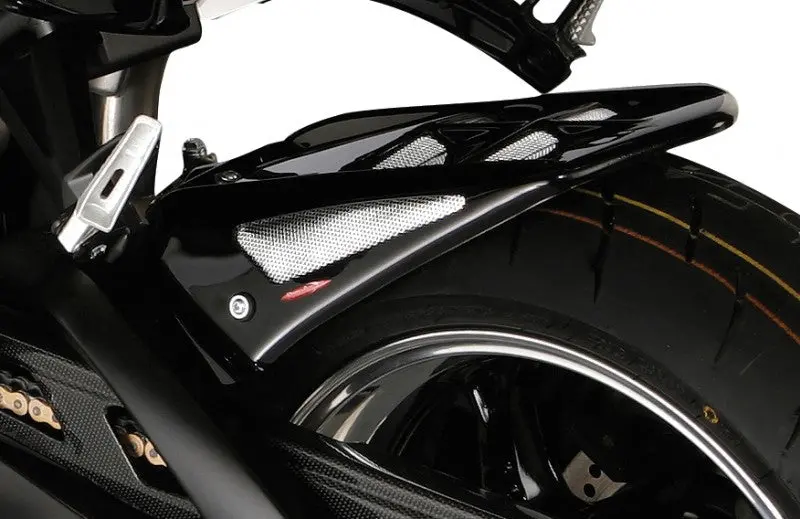 Suzuki B-King 2007-2012 (No Chainguard) Rear Hugger By Powerbronze Gloss Black & Silver Mesh. 1