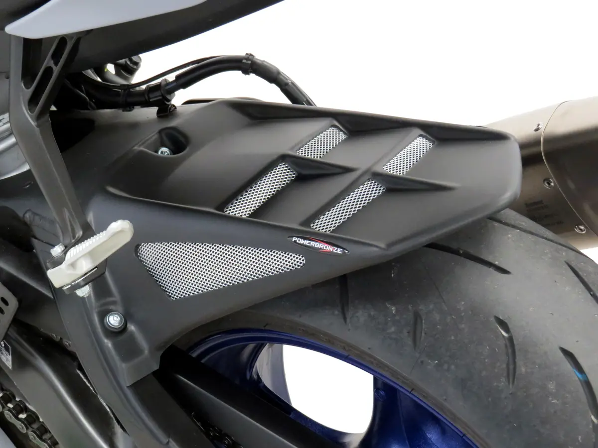 Yamaha Yzf-R6  06-2021 Matt Black & Silver Mesh Rear Hugger By Powerbronze 1