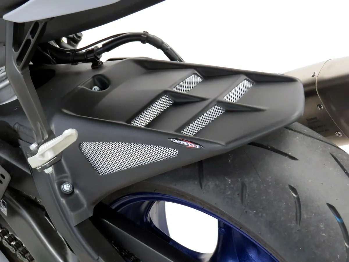 Yamaha Yzf-R6  06-2021 Gloss White & Silver Mesh Rear Hugger By Powerbronze 1