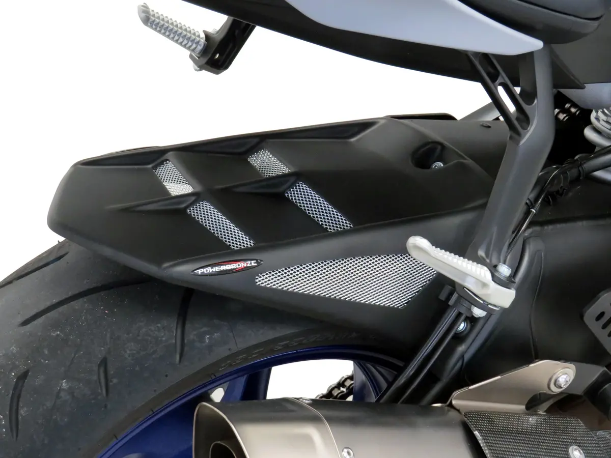 Yamaha Yzf-R6 06-2021 Matt Black & Silver Mesh Rear Hugger By Powerbronze 2