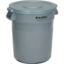 Global Industrial™ Plastic Trash Can With Lid - 10 Gallon Gray 1