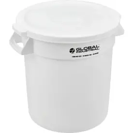 Global Industrial™ Plastic Trash Can With Lid - 10 Gallon White 1