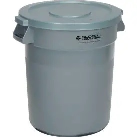 Global Industrial™ Plastic Trash Can With Lid - 20 Gallon Gray 1