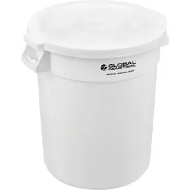 Global Industrial™ Plastic Trash Can With Lid - 20 Gallon White 1