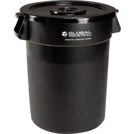 Global Industrial™ Plastic Trash Can With Lid - 32 Gallon Black 1