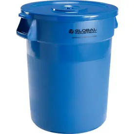 Global Industrial™ Plastic Trash Can With Lid - 32 Gallon Blue 1