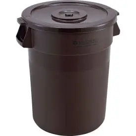 Global Industrial™ Plastic Trash Can With Lid - 32 Gallon Brown 1
