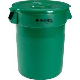 Global Industrial™ Plastic Trash Can With Lid - 32 Gallon Green 1