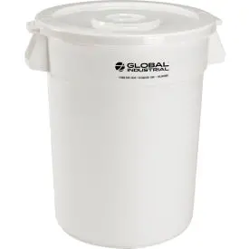 Global Industrial™ Plastic Trash Can With Lid - 32 Gallon White 1