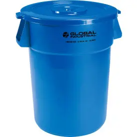 Global Industrial™ Plastic Trash Can With Lid - 44 Gallon Blue 1