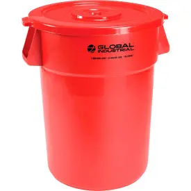 Global Industrial™ Plastic Trash Can With Lid - 44 Gallon Red 1