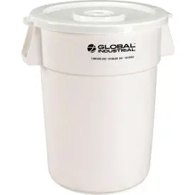 Global Industrial™ Plastic Trash Can With Lid - 44 Gallon White 1