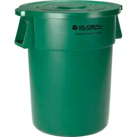 Global Industrial™ Plastic Trash Can With Lid - 55 Gallon Green 1