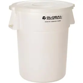 Global Industrial™ Plastic Trash Can With Lid - 55 Gallon White 1
