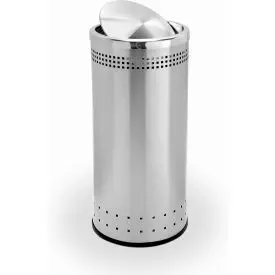 Precision® Stainless Steel Round Imprinted Trash Can With Swivel Lid, 15 Gallon 1