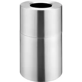 Global Industrial™ Aluminum Round Open Top Trash Can, 35 Gallon, Satin Clear 1