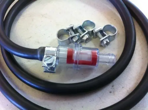 8Mm Universal Inline Fuel Filter + 1/2Mtr Fuel Hose + 4 Clips For Car Motorcycle 1