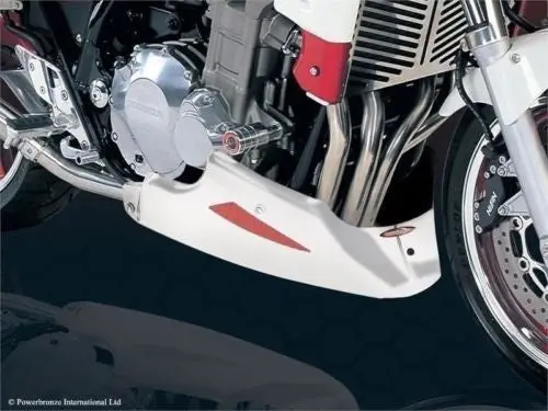 Fits Honda Cb1300 2003-2007 Abs Plastic Belly Pan White & Silver Mesh By Powerbronze. 1