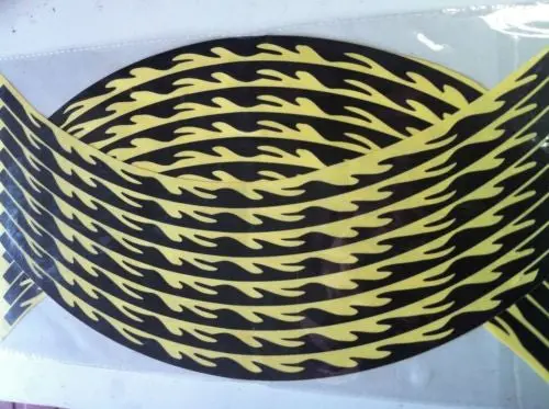 New Motorcycle Motorbike Black Fluorescent Flame Wheel Decal Stripes 16-19" 2