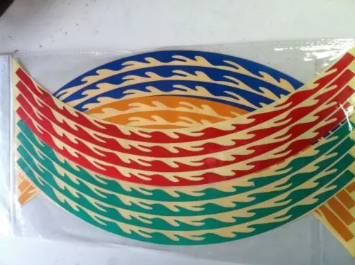 Motorcycle Motorbike Mixed Fluorescent Flame Wheel Decal  Stripes 16-19"  1Pce 1