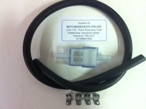 6Mm White Inline Fuel Filter  Mrc Type + 1/2Mtr Hose & 4 Clips Car/Motorcycle 1