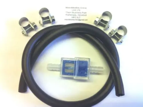 6Mm Blue Square Inline Fuel Filter Mrc Type + 50Cm Hose + 4 Clips Car Bike 1