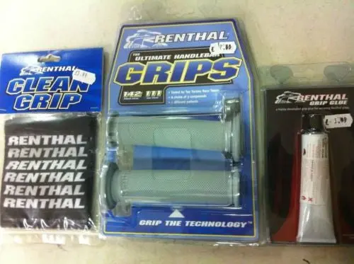 Renthal Road Race Grips,Clean Grip & Glue, Full Diamond Soft Compound G147 1