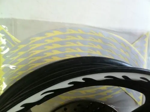 New Motorcycle Motorbike  Silver Fluorescent Flame Wheel Decal  Stripes 16-19" 1