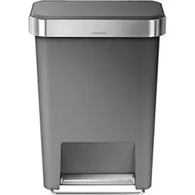 Simplehuman® Cw1386 Rectangular Plastic Step Can - 12 Gallon Gray 1