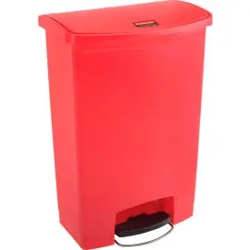 Rubbermaid® Slim Jim® 1883570 Plastic Step On Container, Front Step 24 Gallon - Red 1