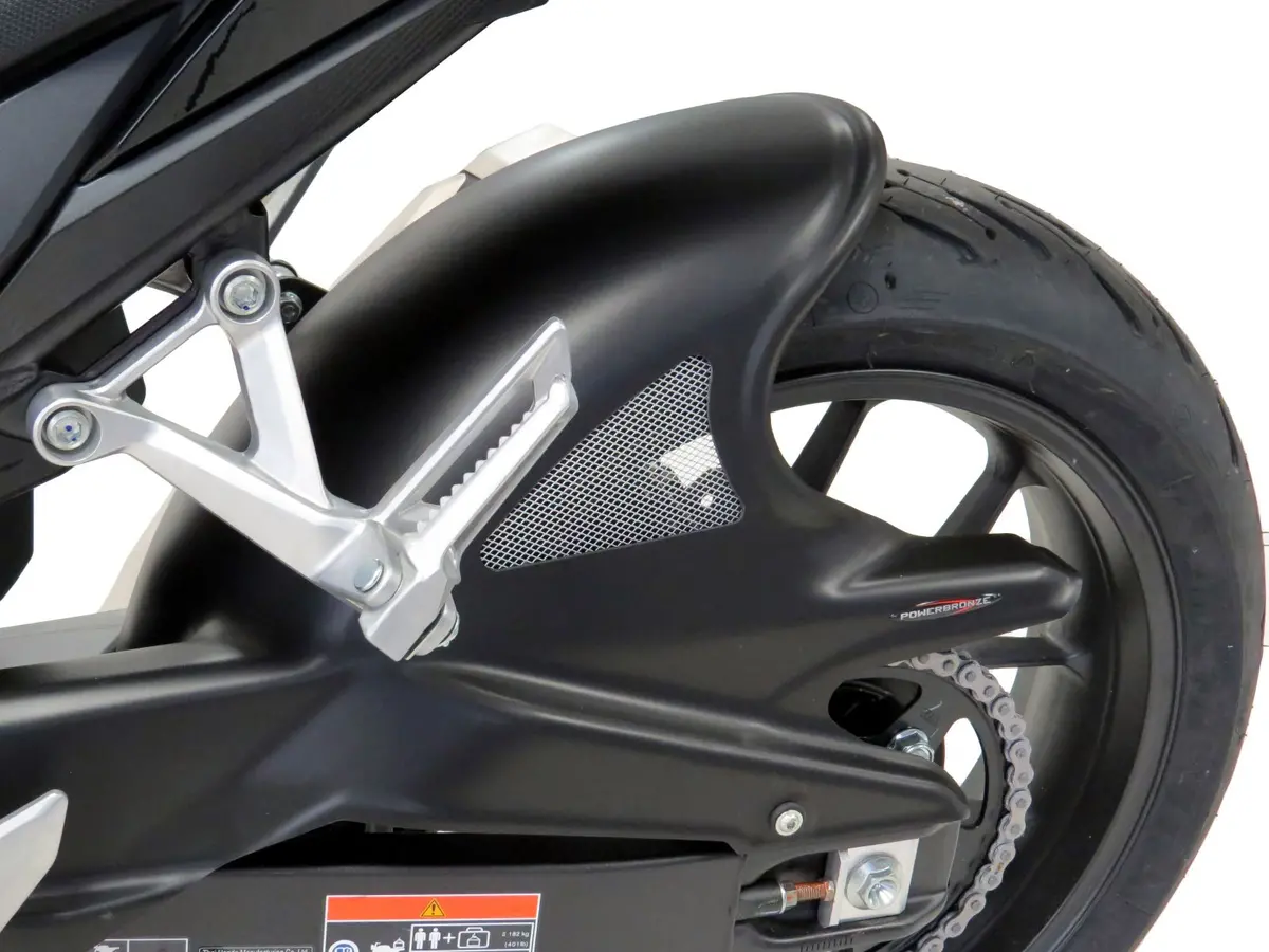 Fits Honda Cb500 Hornet  2024> Matt Black & Silver Mesh Rear Hugger By Powerbronze 1