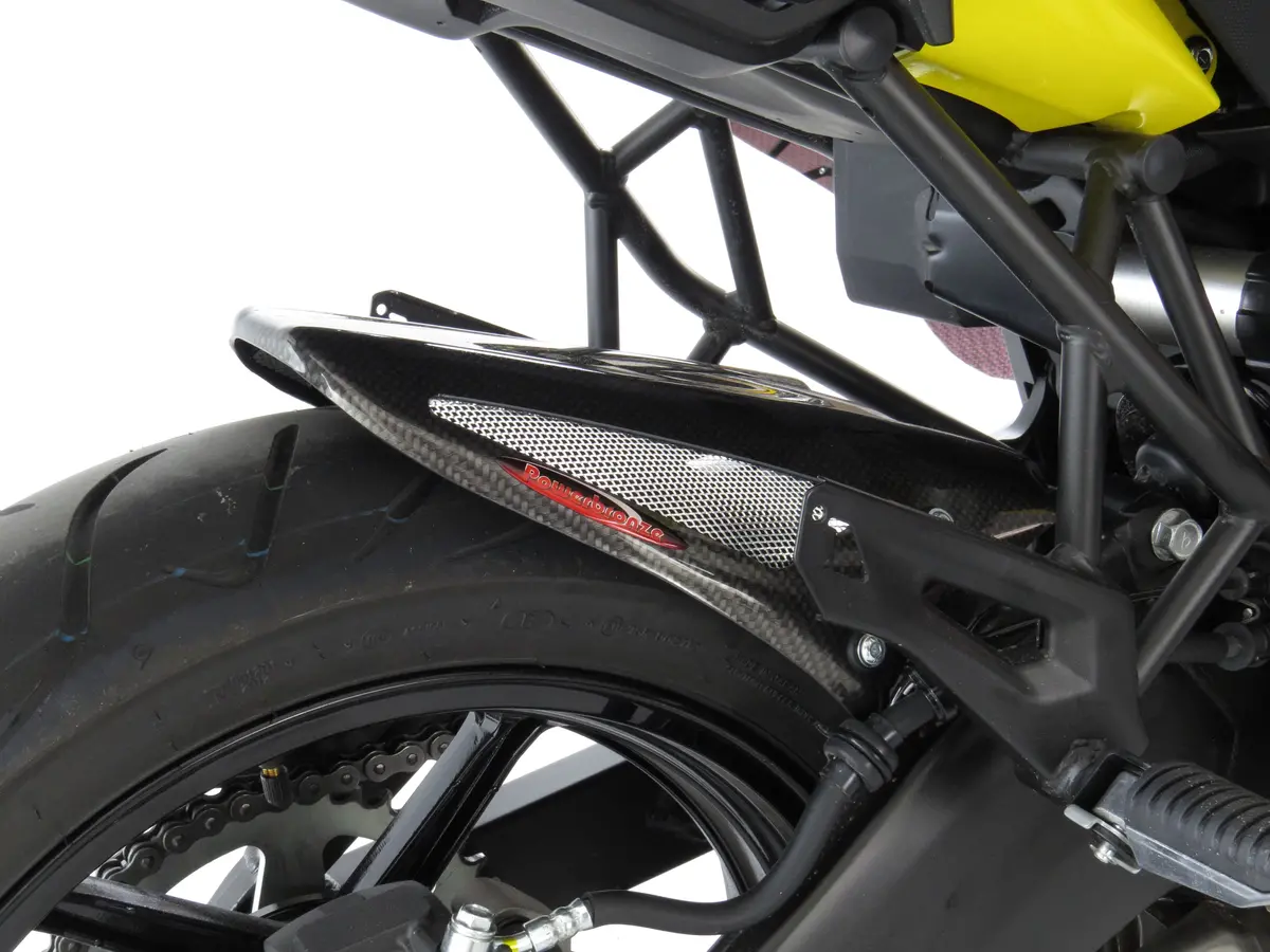 Kawasaki Versys 650(+Abs)  07-2021 Gloss Black & Silver Mesh  Rear Hugger By Powerbronze 1
