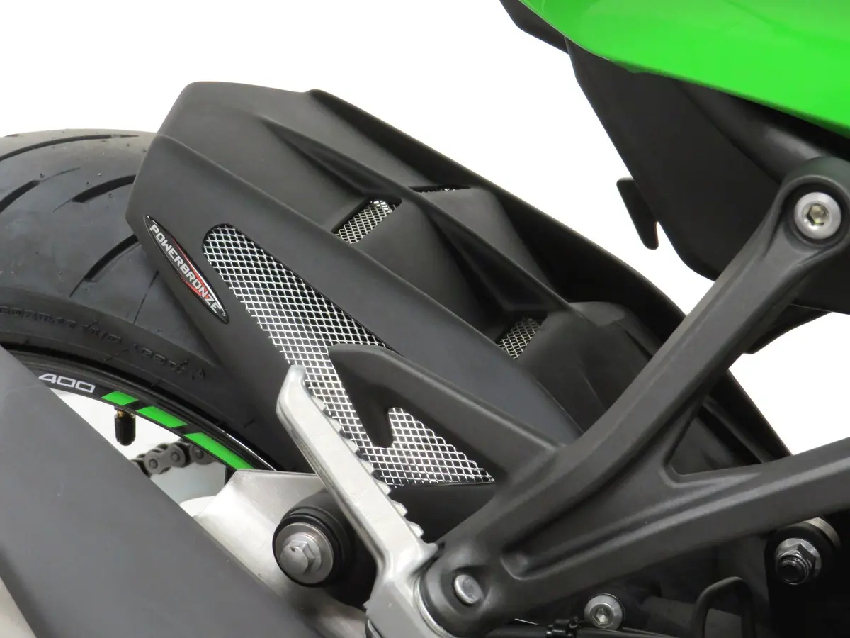 Kawasaki Zx-4R  23-25  Gloss Black & Silver Mesh Rear Hugger Powerbronze 1