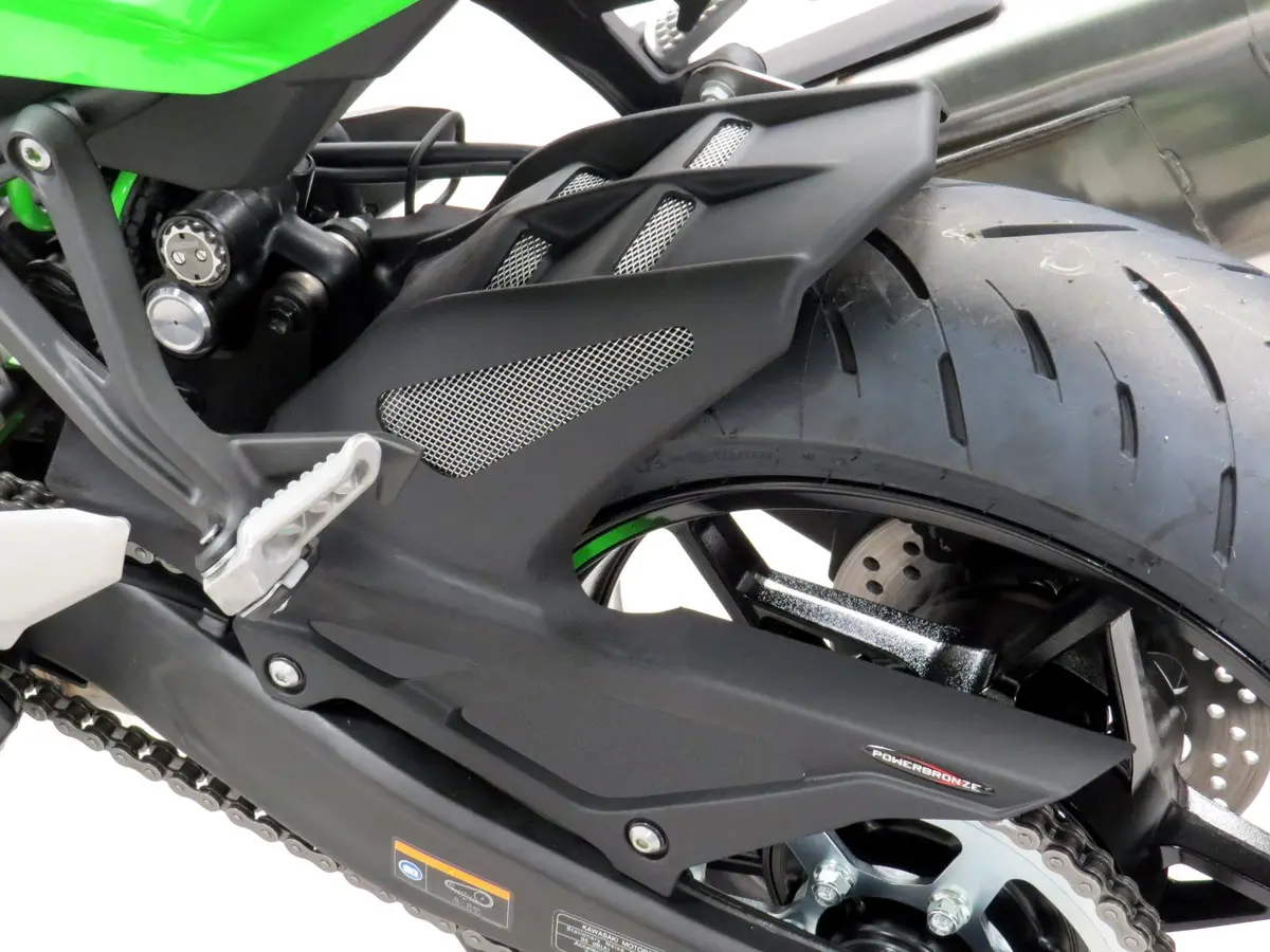 Kawasaki Zx-4R 23-25 Gloss Black & Silver Mesh Rear Hugger Powerbronze 2