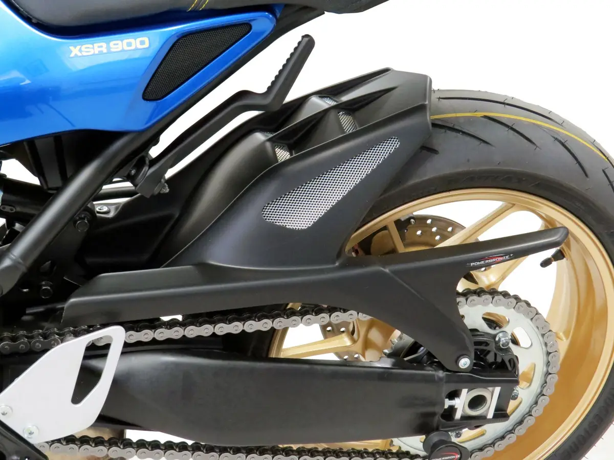 Yamaha Xsr 900  2022-2025 Gloss Black & Silver Mesh Rear Hugger By Powerbronze 1