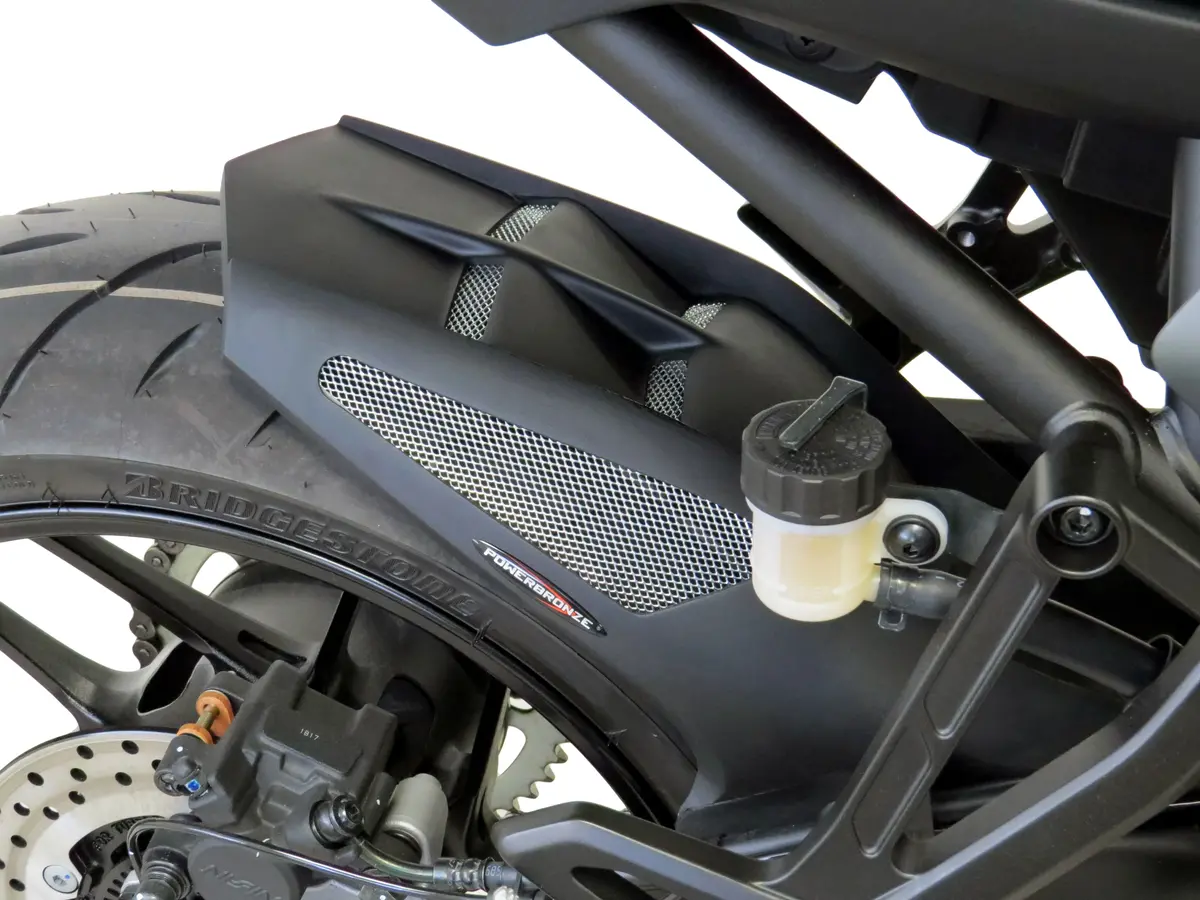 Yamaha Tracer 9 & Gt  2021-2025 Gloss Black & Silver Mesh Rear Hugger By Powerbronze 1