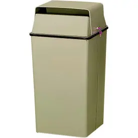 Witt Steel Square Security Trash Can W/Hinged Lid, 36 Gallon, Almond 1
