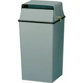 Witt Steel Square Security Trash Can W/Hinged Lid, 36 Gallon, Gray 1