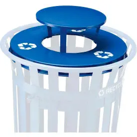 Global Industrial™ Rain Bonnet Lid - 36 Gallon Blue W/ Recycle Logos 1