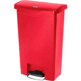 Rubbermaid® Slim Jim® 1883568 Plastic Step On Container, Front Step 18 Gallon - Red 1
